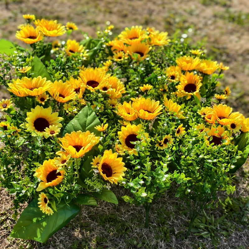 Bulk 20 Bundles Sunflowers Bush Flowers with Greenery Plants for Outdoors Wholesale