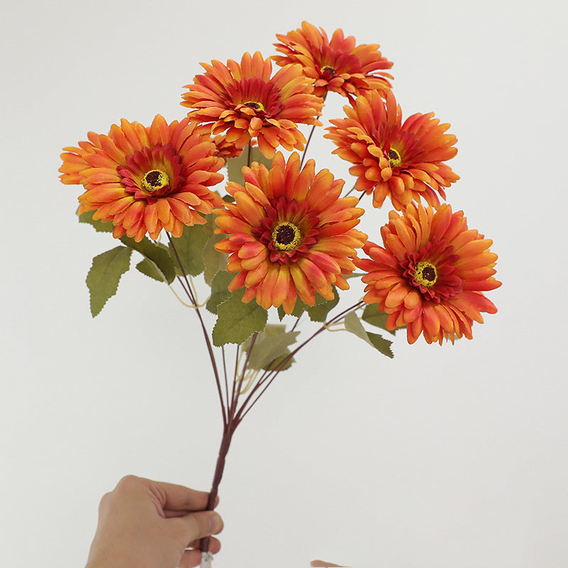 Bulk 19" Artificial Gerbera Daisy Bush - 9 Stems for Autumn & Winter Decor Wholesale