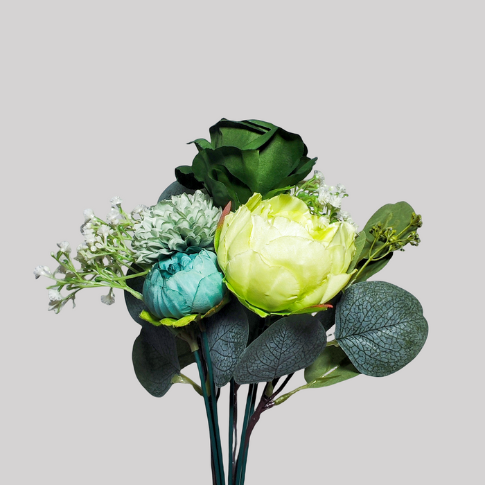 Bulk Exclusive 40Pcs Teal Blue Green Artificial Flowers Combo Box Set for Crafts Wholesale