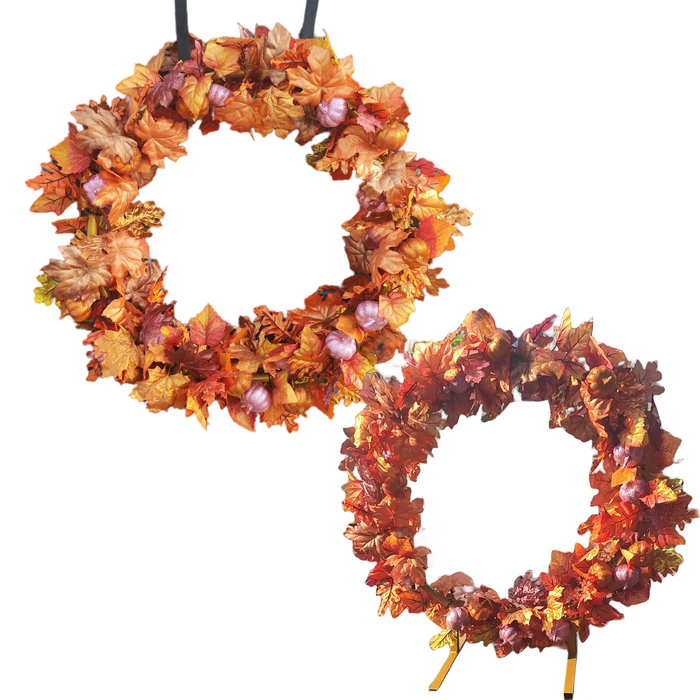 Bulk Exclusive 26" Large Fall Pumpkins Maple Wreath for Front Door Removable Wholesale