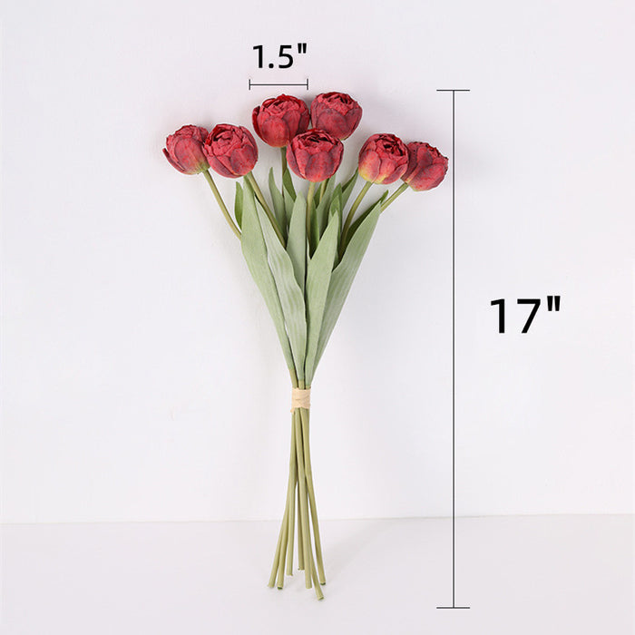 Bulk 17 inches Tall Retro Tulip Buds Bouquet Stems Silk Tulip Flowers Wholesale