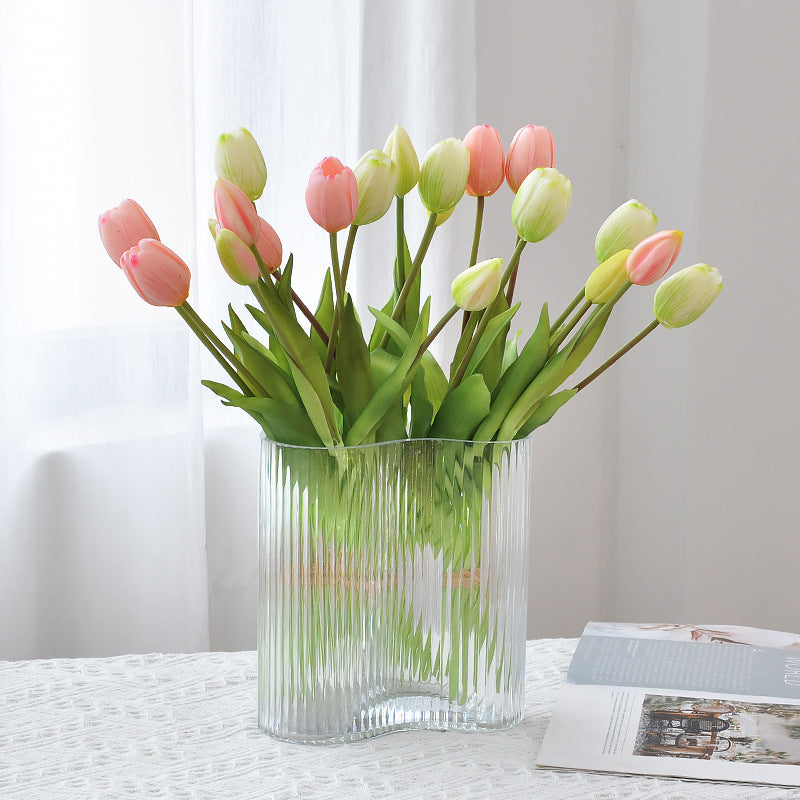 Premium Real Touch Soft Latex Tulips Bouquet  - 15.7"