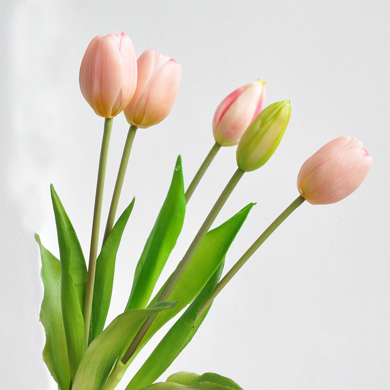 Premium Real Touch Soft Latex Tulips Bouquet  - 15.7"
