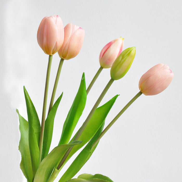 Bulk 5Pcs 15.7" Tulips Stems Bouquet Real Touch Floral Artificial Wholesale