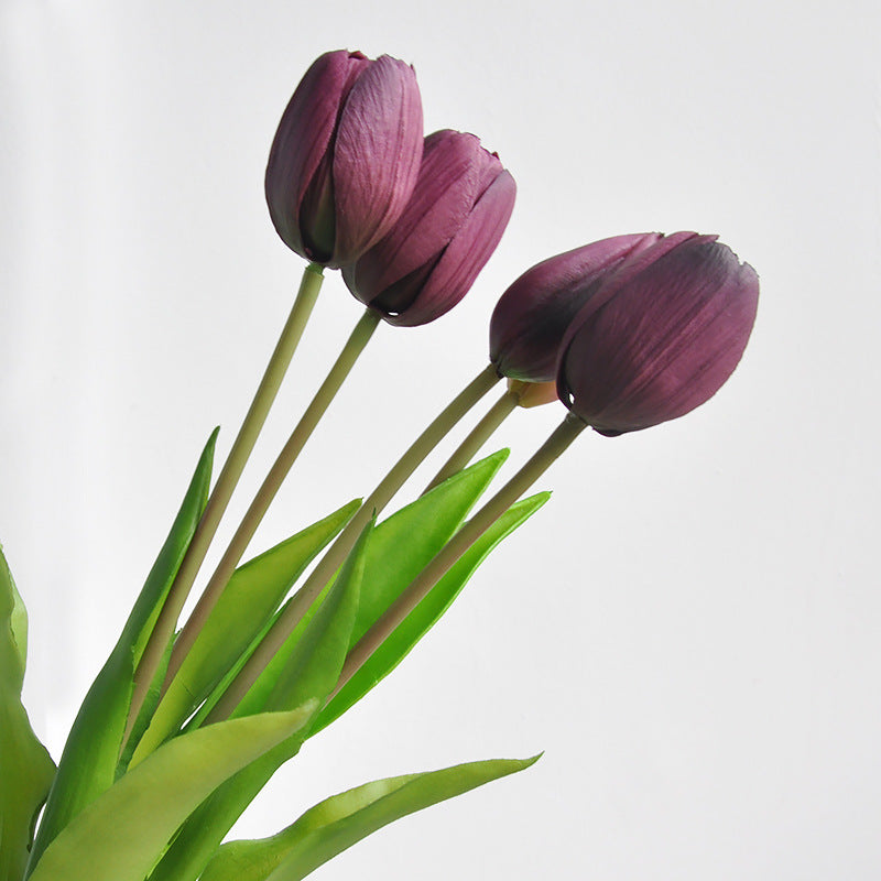 Premium Real Touch Soft Latex Tulips Bouquet  - 15.7"
