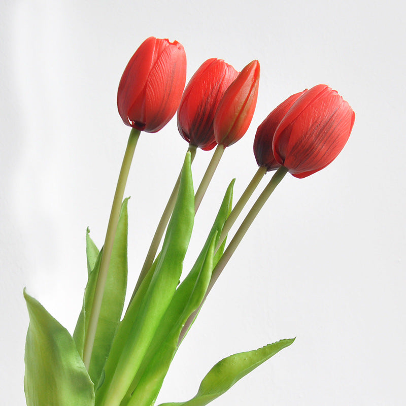 Premium Real Touch Soft Latex Tulips Bouquet  - 15.7"