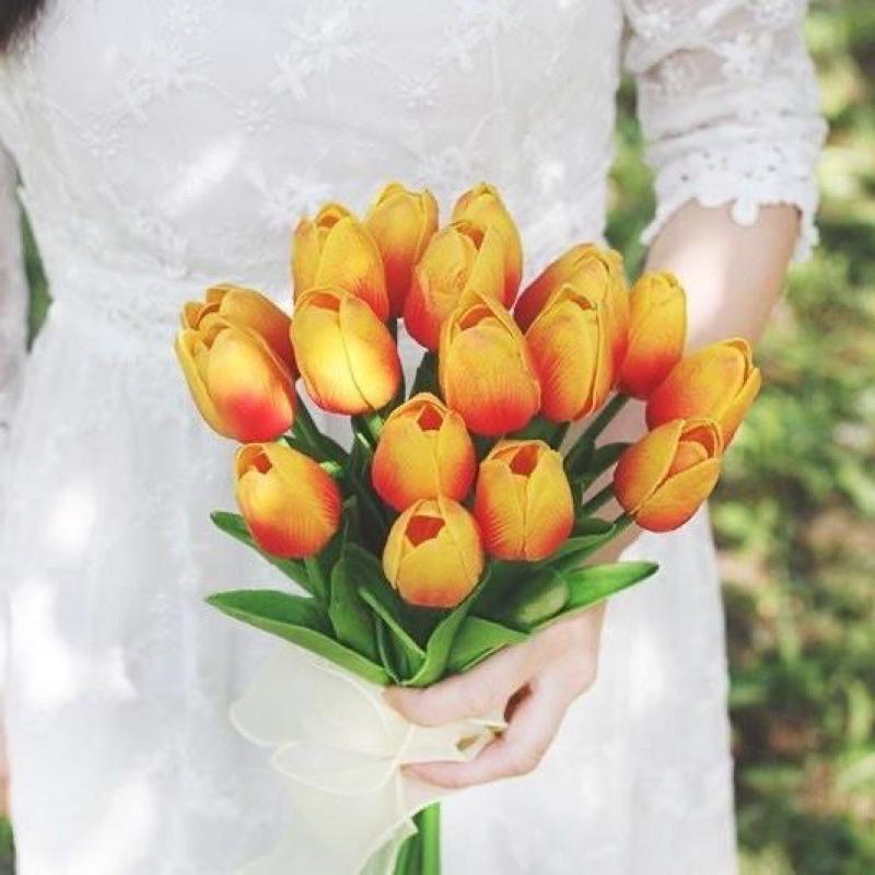 Bouquet de mariage de tulipes en vrac de 9 pouces Bouquets de mariage de couleur neutre en gros
