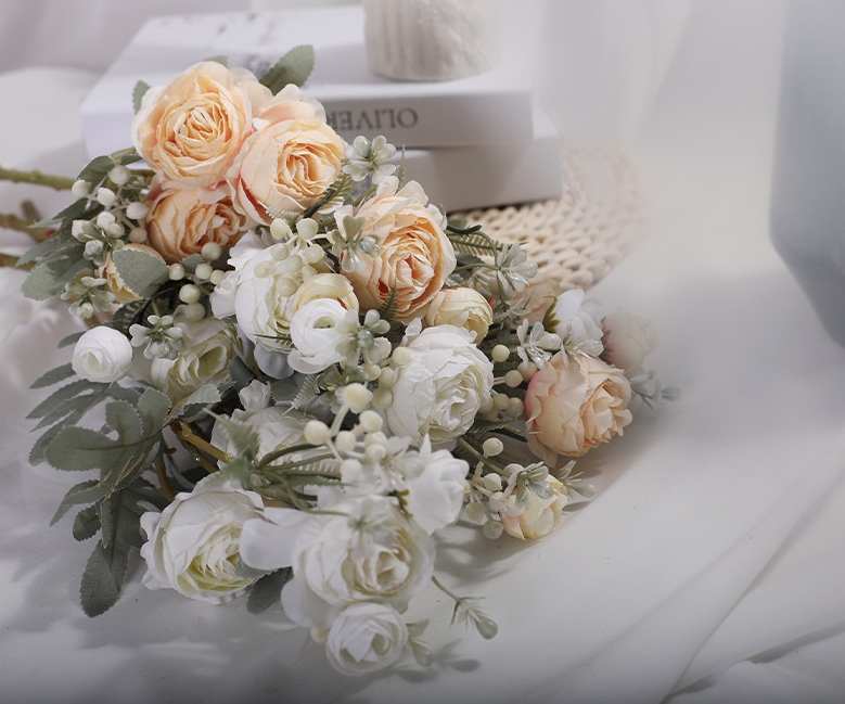 Roses en vrac de 21 pouces, combos ouverts/bourgeons, longues tiges, fleurs artificielles en gros