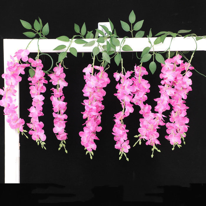 Actualización exclusiva a granel Versión de 7 pies Wisteria Guirnalda artificial Wisteria de seda Flores colgantes para el arco de la boda Ceremonia al aire libre Jardín Porche Decoración al por mayor