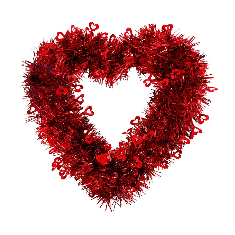Bulk Valentine's Day Heart Shape Wreath Glitter Tinsel Garland