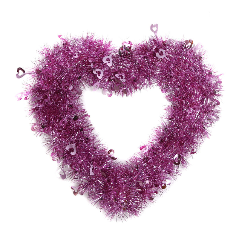 Bulk Valentine's Day Heart Shape Wreath Glitter Tinsel Garland