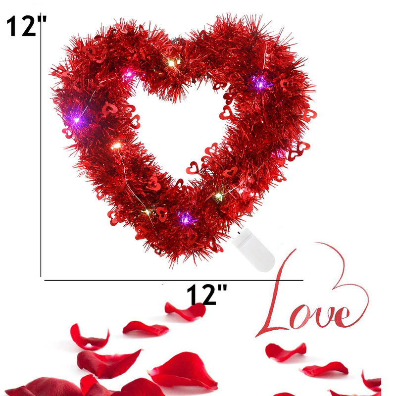 Bulk Valentine's Day Heart Shape Wreath Glitter Tinsel Garland