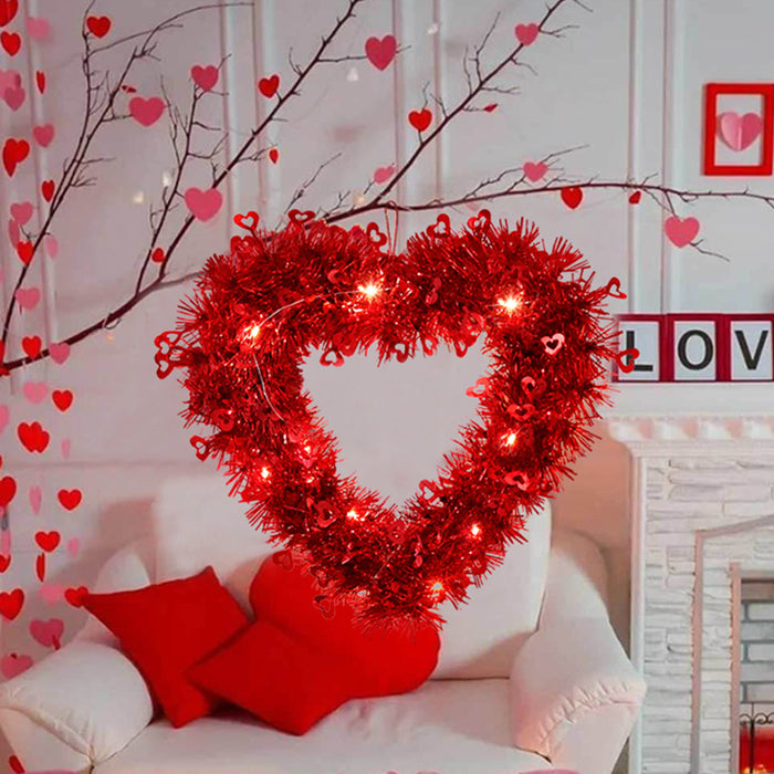 Bulk Valentine's Day Heart Shape Wreath Glitter Tinsel Garland