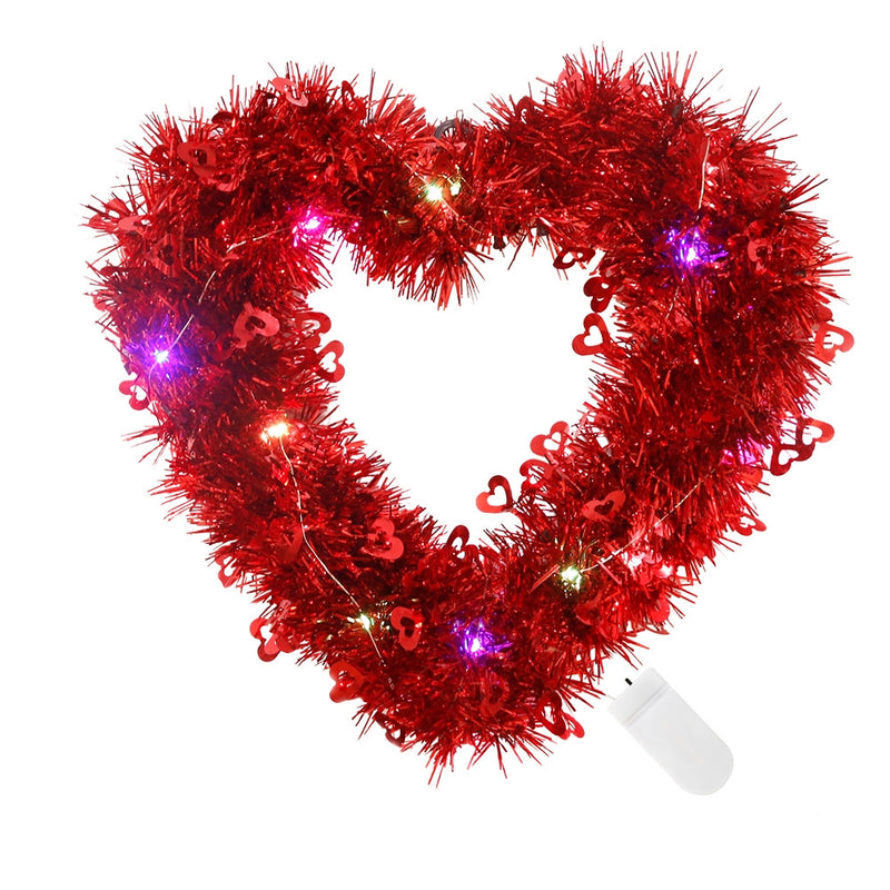Bulk Valentine's Day Heart Shape Wreath Glitter Tinsel Garland