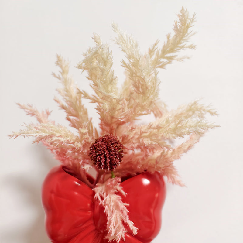 Bulk Valentine's Day 10" Botanical Tabletop Artificial Plant with Ceramic Butterfly Vase Wholesale