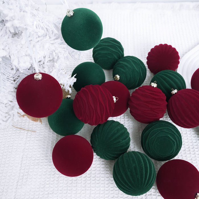 Bulk 12pcs Velvet Christmas Ball Hanging Ornaments Wholesale