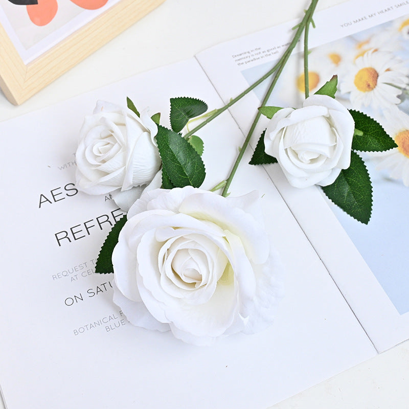 Bulk 26 inches Tall 3 Heads Rose Spray Stems Velvet Flowers Wholesale