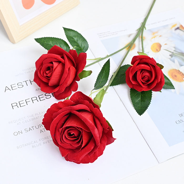 Bulk 26 inches Tall 3 Heads Rose Spray Stems Velvet Flowers Wholesale