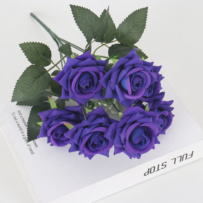 Bulk 11 Colors 14" Blooming Velvet Rose Bush Stems Velvet Artificial Flowers Wholesale