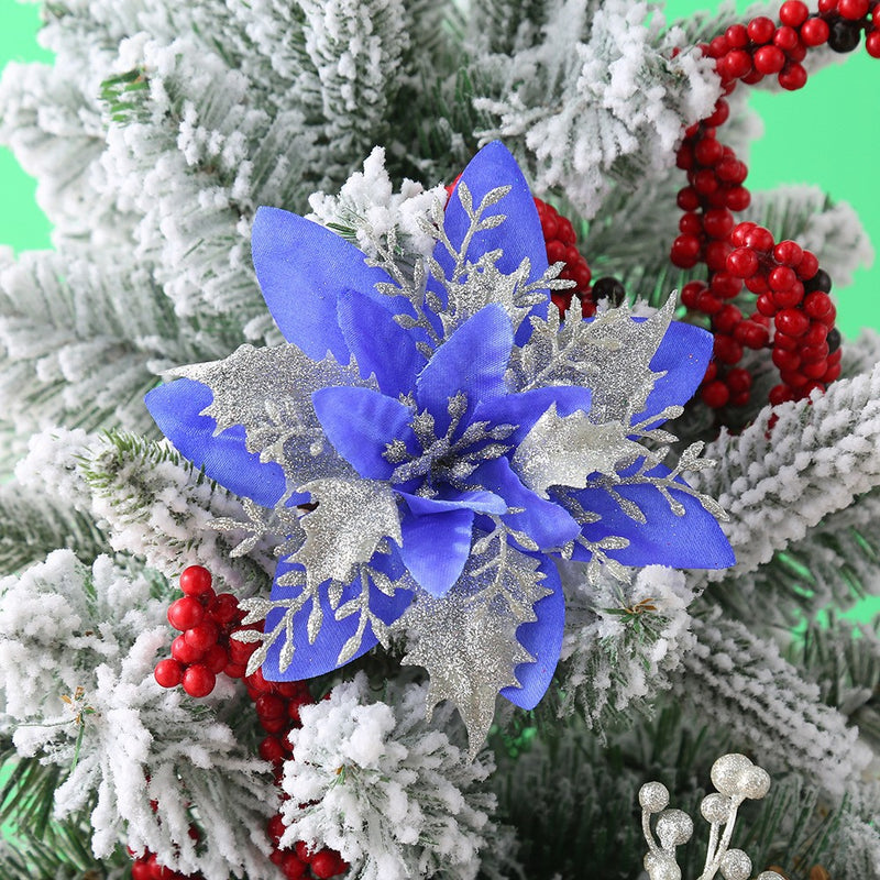 Bulk 14 Colors 6" Glitter Poinsettia Artificial Christmas Flowers Xmas Tree Ornaments Wholesale
