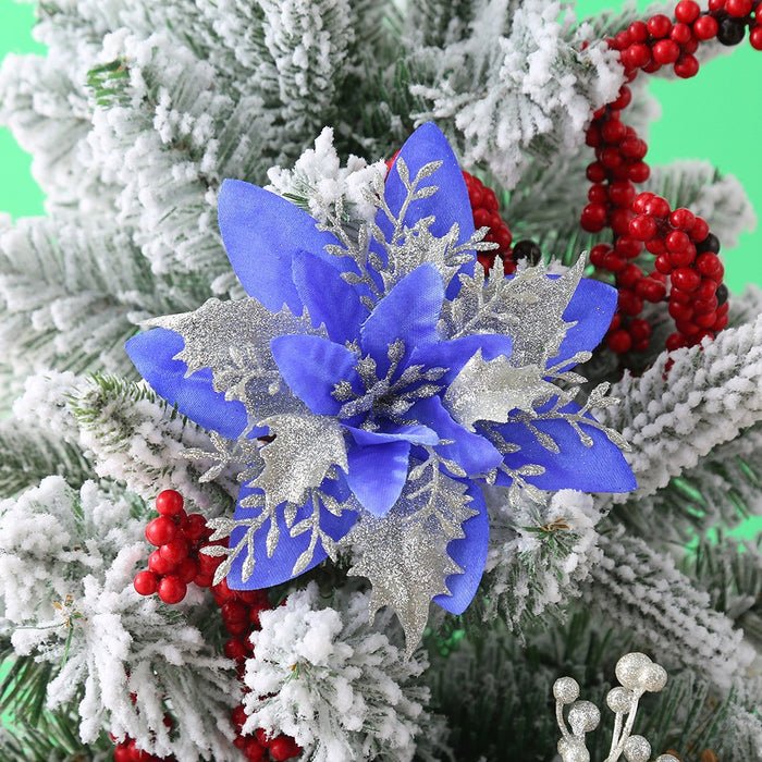 Bulk 10Pcs 14 Colors 6" Poinsettias Artificial Christmas Flowers Glitter Flowers Christmas Crafts Tree Decorations Wholesale