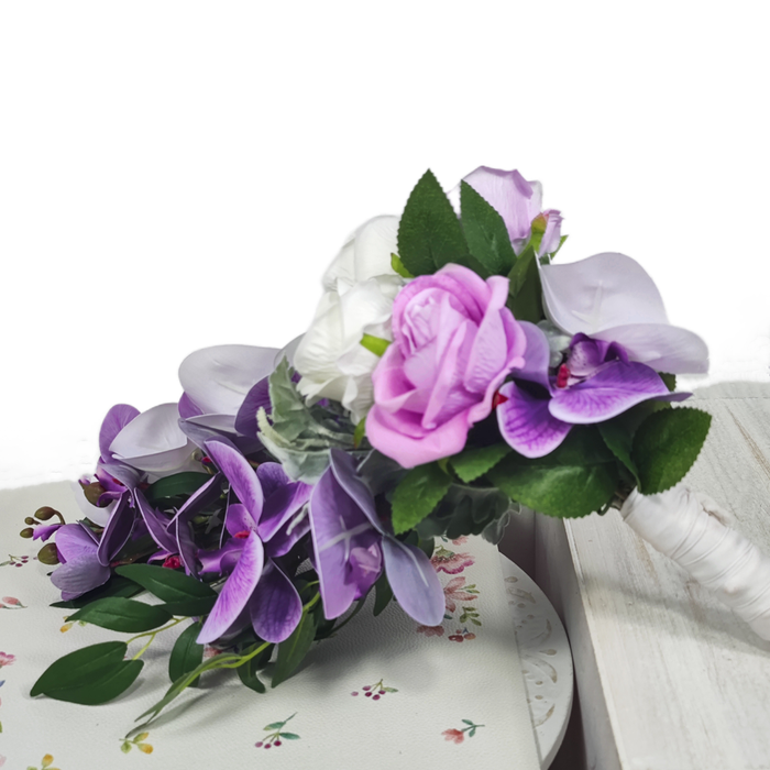 Bulk Orchids Cascading Bridal Bouquet White and Wisteria Wedding Bouquet Wholesale