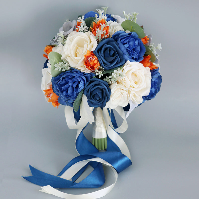 Bouquets de mariage en vrac de 10 pouces Bouquets de fleurs de pivoine rose bleu royal en gros 