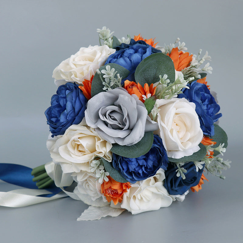 Bouquets de mariage en vrac de 10 pouces Bouquets de fleurs de pivoine rose bleu royal en gros 