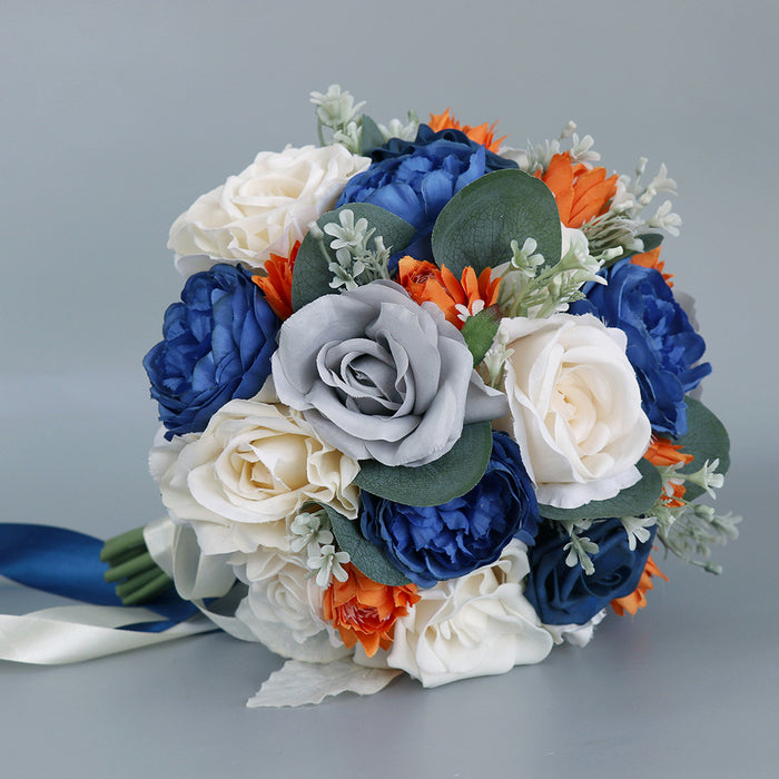 Bulk Wedding Bouquets Royal Blue Rose Peony Flowers Bouquets Wholesale