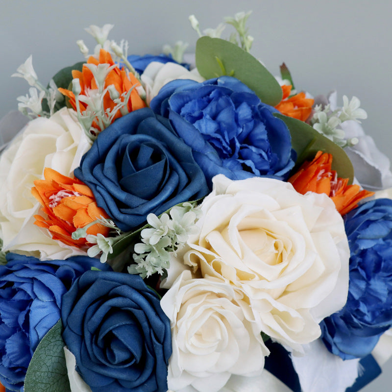 Bouquets de mariage en vrac de 10 pouces Bouquets de fleurs de pivoine rose bleu royal en gros 
