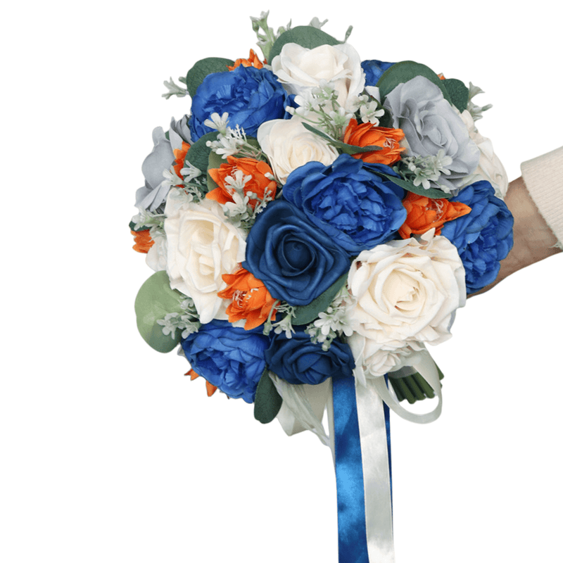 Bouquets de mariage en vrac de 10 pouces Bouquets de fleurs de pivoine rose bleu royal en gros 