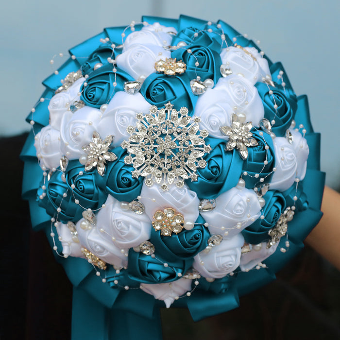 Bulk 20 Colors Luxury Artificial Flowers Wedding Bouquets with Crystals Wholesale