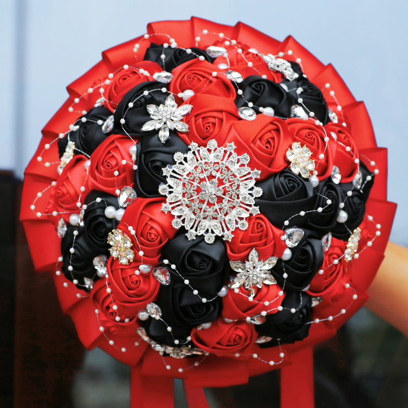 Bulk 20 Colors 8.3" Handmade Satin Rose Bridal Bouquet Throw Toss Round Wedding Bouquet Wholesale