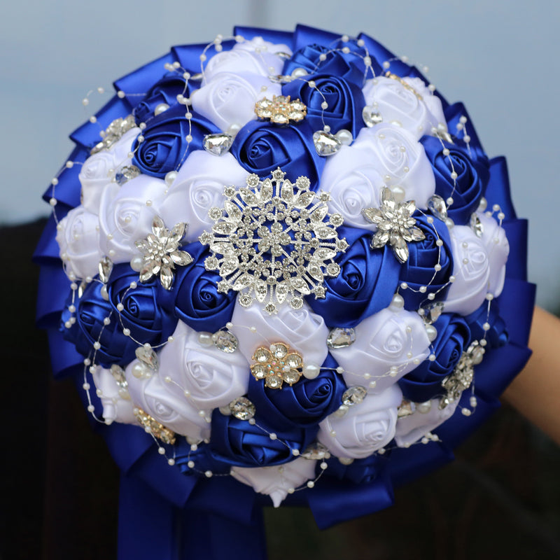 Bulk 20 Colors 8.3" Handmade Satin Rose Bridal Bouquet Throw Toss Round Wedding Bouquet Wholesale