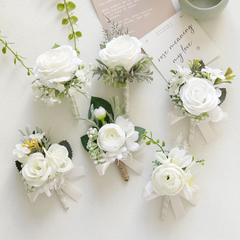 Bulk White Corsage and Boutonniere Rustic Vintage Weddings Proms Wholesale