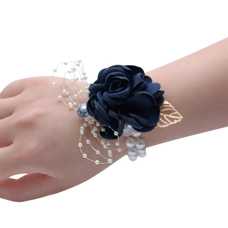 Bulk Fall Wedding Rose Corsage Bracelet with Artificial Pearls and Diamond