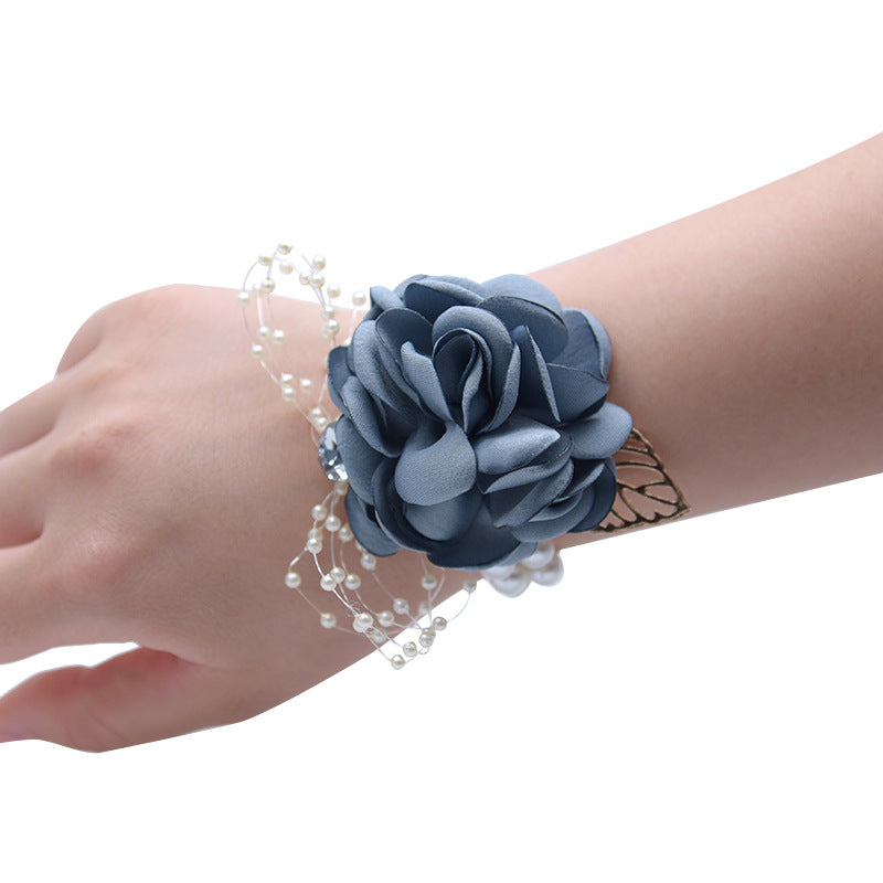 Bulk Fall Wedding Rose Corsage Bracelet with Artificial Pearls and Diamond
