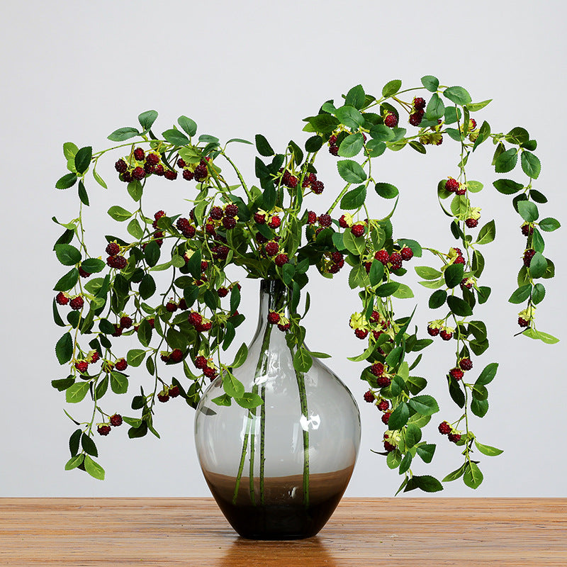 Tiges de framboises pleureuses extra longues en vrac de 43 pouces Branches de baies de fruits artificielles en gros 