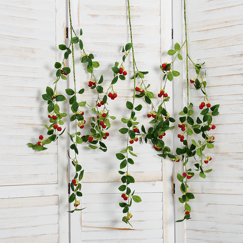 Tiges de framboises pleureuses extra longues en vrac de 43 pouces Branches de baies de fruits artificielles en gros 