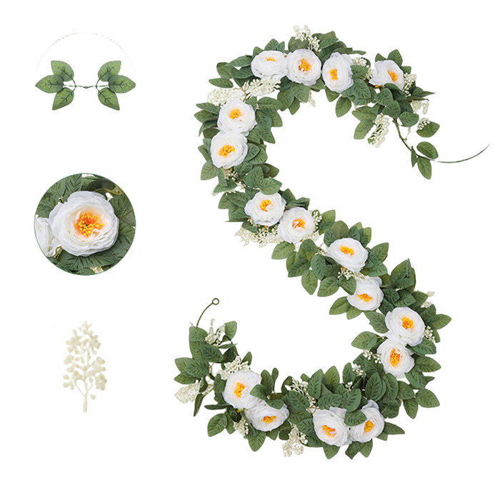 Bulk 2pcs 13 Feet Tall Artificial Eucalyptus Garland With Fake Roses for Wedding Party Room Wholesale