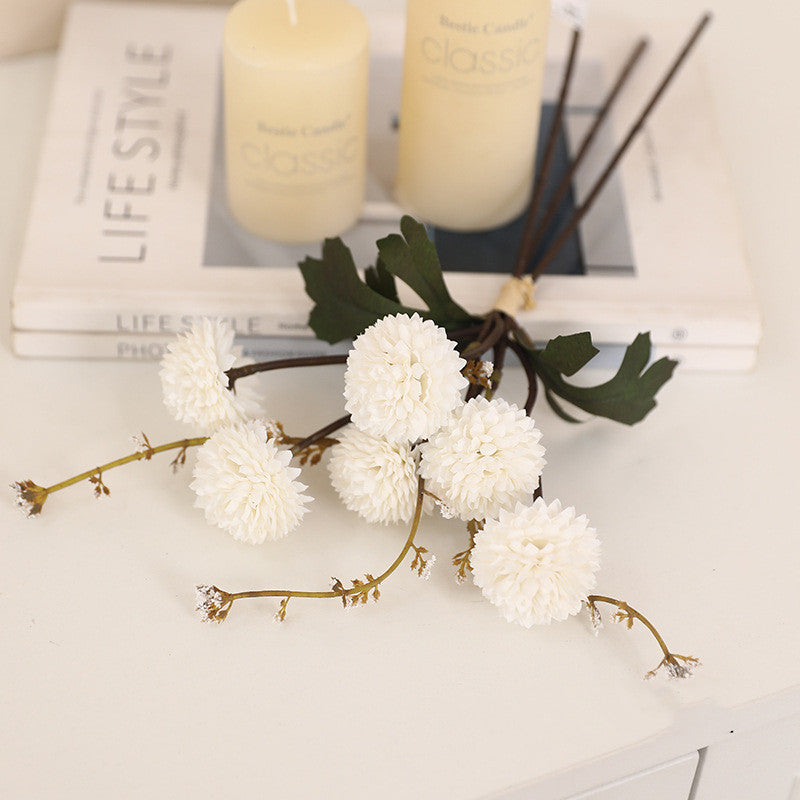 Bulk 12.2" Small Artificial Pom Pom Mums Bouquet Realistic Autumn Flowers for Fall Decor Thanksgiving Tabletop Wreath DIY Whoelsale