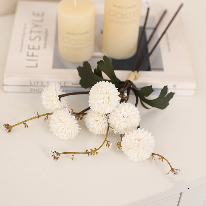 Bulk 12.2" Small Artificial Pom Pom Mums Bouquet Realistic Autumn Flowers for Fall Decor Thanksgiving Tabletop Wreath DIY Whoelsale