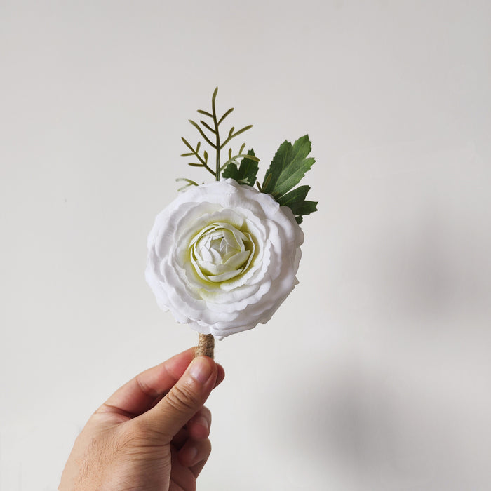 Bulk Real Touch Ranunculus Boutonnieres White Boutonnieres Wholesale