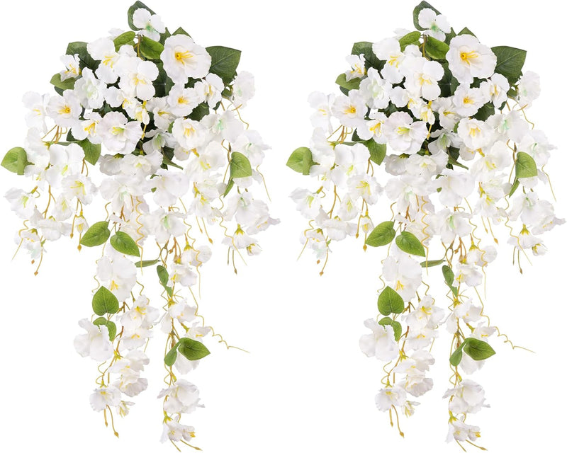 Bulk 2pcs Hibiscus Weeping Flowers Artificial Hanging Plants UV Resistant for Outdoors Wholesale