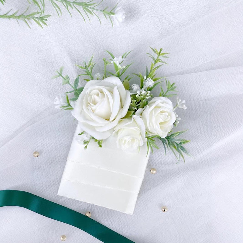 Bulk White Pocket Boutonniere Flowers for Wedding Groom and Groomsmen Suits Pocket Wholesale