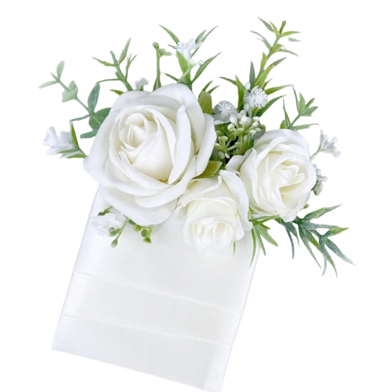 Bulk White Pocket Boutonniere Flowers for Wedding Groom and Groomsmen Suits Pocket Wholesale