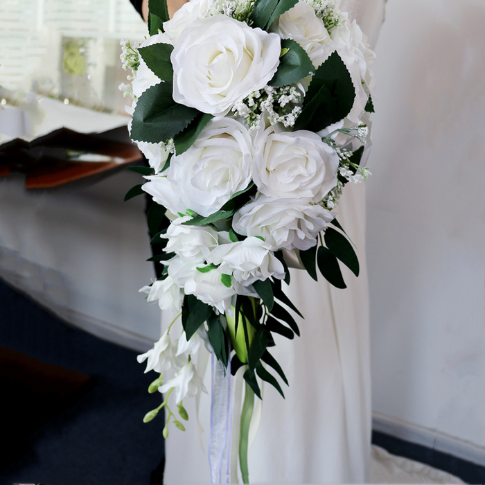 Ramo de novia en cascada de rosas de 5 colores a granel, ramo de boda al por mayor