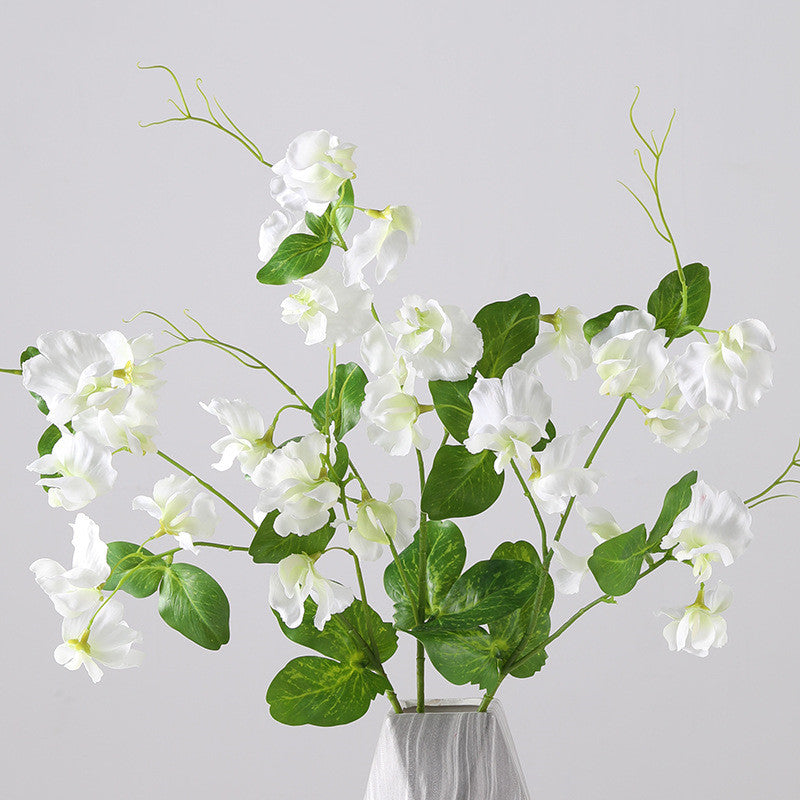 Tiges de fleurs de pois de senteur en vrac, vaporisateur Real Touch Floral Pea avec feuilles, vente en gros