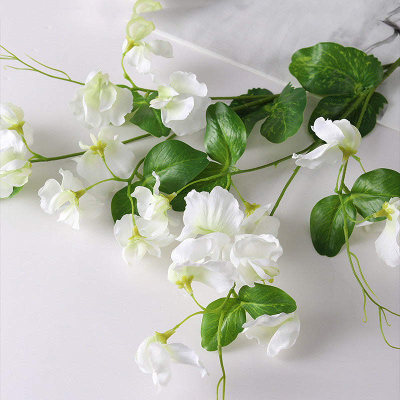 Tiges de fleurs de pois de senteur en vrac, vaporisateur Real Touch Floral Pea avec feuilles, vente en gros