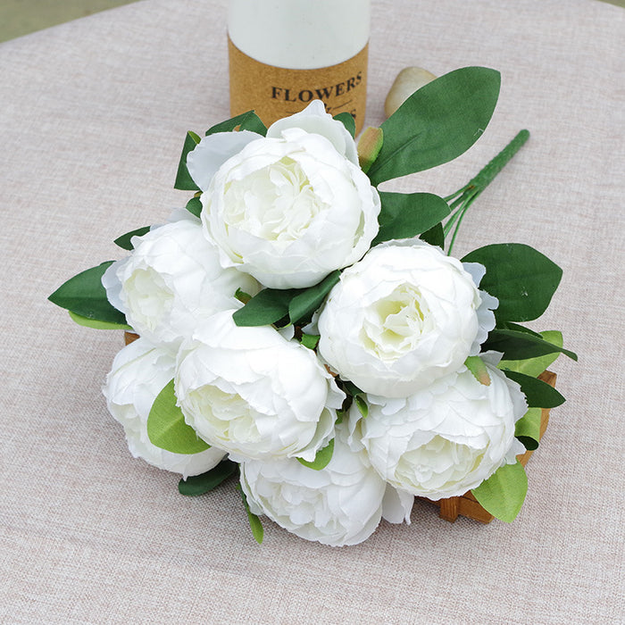 Bulk 17 inches Tall Peony Bush Bouquet 7 Heads Artificial Peony Silk Flowers Wholesale